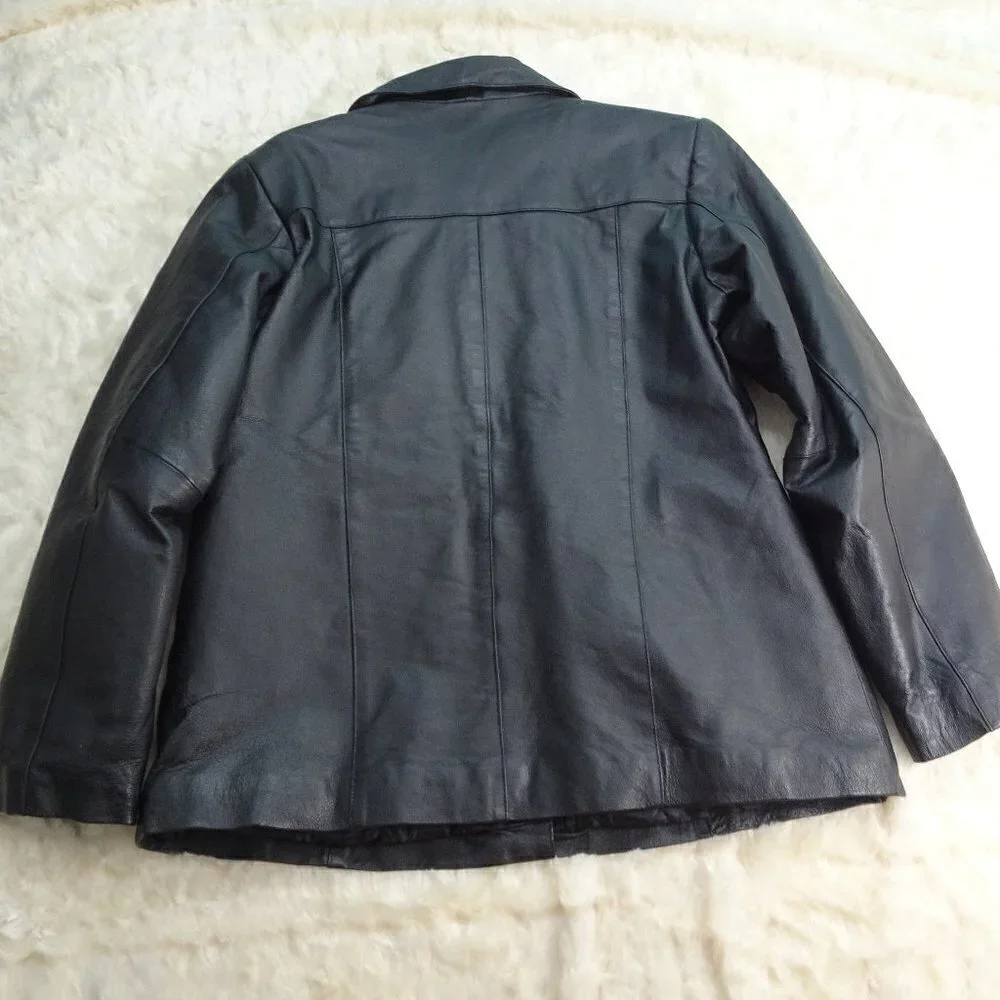 Gianni Ferrara Black Leather Lined Coat X-Large